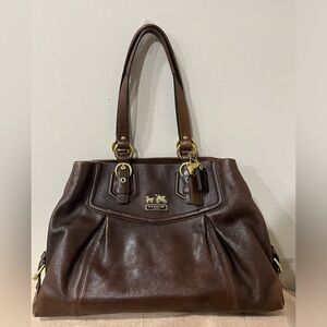 COACH Dark Brown Madison Carryall Satchel Leather Bag-pre-loved/Poshmark bought